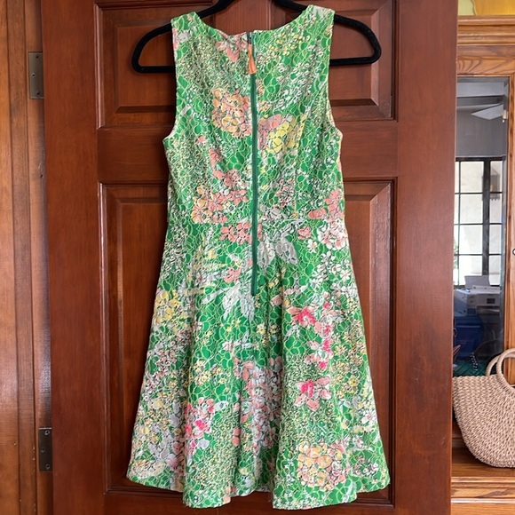 ANTHROPOLOGIE MAEVE Floral Green AND PINK SEQUIN VERBENA Dress (2) - Picture 10 of 10